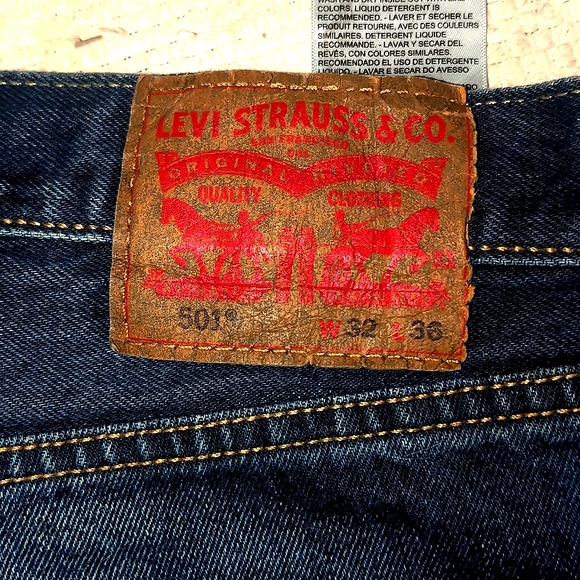 Levi's Other - 501 Levi's Blue Slim Straight Jeans with Signature Leather Patch